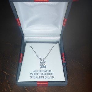 Woman's White Sapphire Pendant w/ 18" Sterling Sliver Chain